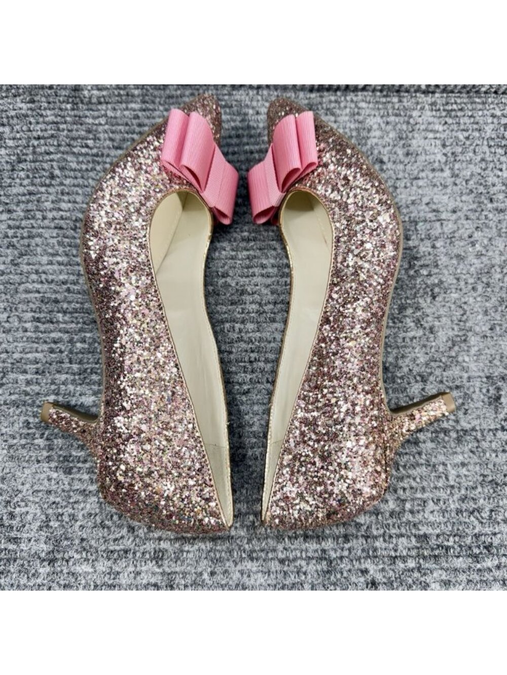 AK Anne Klein Akifa iFlex Heels Women’s 7.5 Pink Glitter Sparkle Bow Kitten Heel - Picture 7 of 13